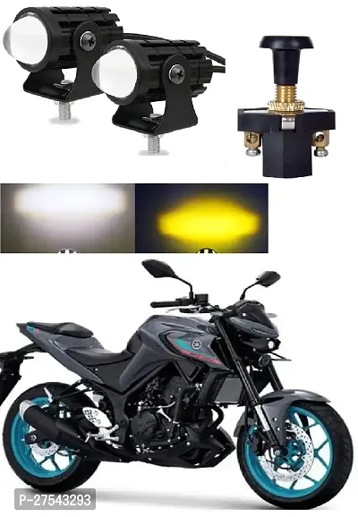 Mini Driving Fog Light Lamp Projector Lens Spotlight Led Motorcycle Headlight Dual Color Motorbike Lighting System (12 V, 36 W) With push switch