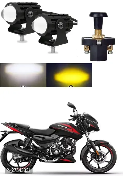 Mini Driving Fog Light Lamp Projector Lens Spotlight Led Motorcycle Headlight Dual Color Motorbike Lighting System (12 V, 36 W) With push Switch