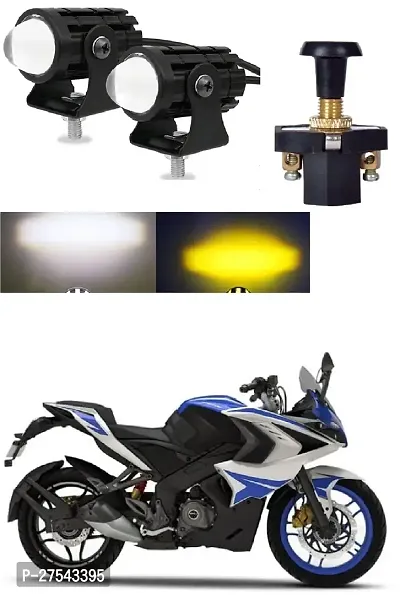 Mini Driving Fog Light Lamp Projector Lens Spotlight Led Motorcycle Headlight Dual Color Motorbike Lighting System (12 V, 36 W) With push Switch