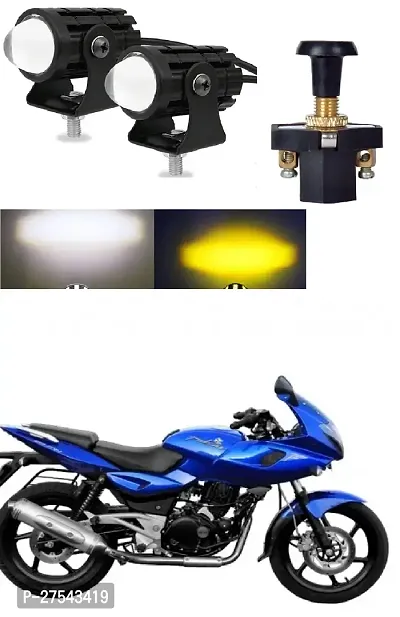 Mini Driving Fog Light Lamp Projector Lens Spotlight Led Motorcycle Headlight Dual Color Motorbike Lighting System (12 V, 36 W) With push Switch