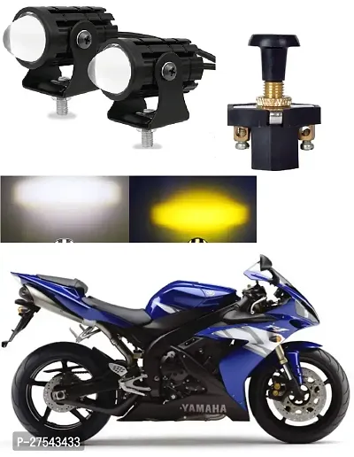 Mini Driving Fog Light Lamp Projector Lens Spotlight Led Motorcycle Headlight Dual Color Motorbike Lighting System (12 V, 36 W) With push Switch