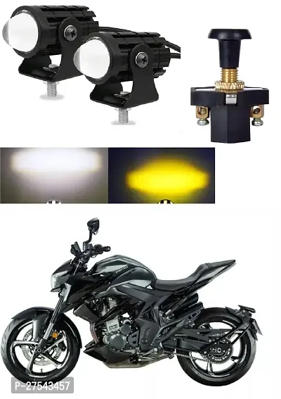 Mini Driving Fog Light Lamp Projector Lens Spotlight Led Motorcycle Headlight Dual Color Motorbike Lighting System (12 V, 36 W)  with push switch