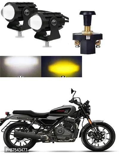 Mini Driving Fog Light Lamp Projector Lens Spotlight Led Motorcycle Headlight Dual Color Motorbike Lighting System (12 V, 36 W) with push switch   with push switch