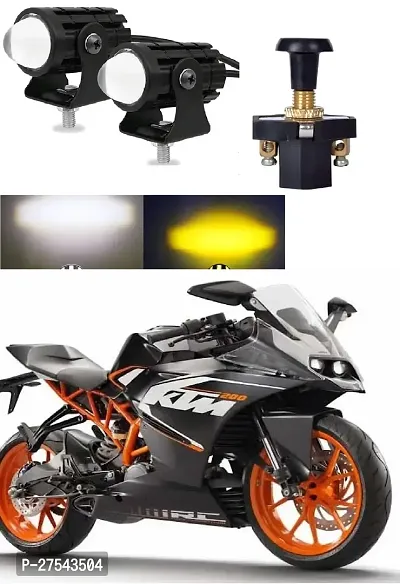 Mini Driving Fog Light Lamp Projector Lens Spotlight Led Motorcycle Headlight Dual Color Motorbike Lighting System (12 V, 36 W)   with push switch