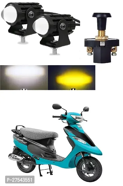 Mini Driving Fog Light Lamp Projector Lens Spotlight Led Motorcycle Headlight Dual Color Motorbike Lighting System (12 V, 36 W)  with push switch-thumb0