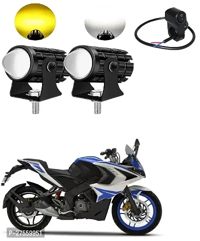 Mini Driving Fog Light Lamp Projector Lens Spotlight Led Motorcycle Headlight Dual Color Motorbike Lighting System (12 V, 36 W)  with 3way switch