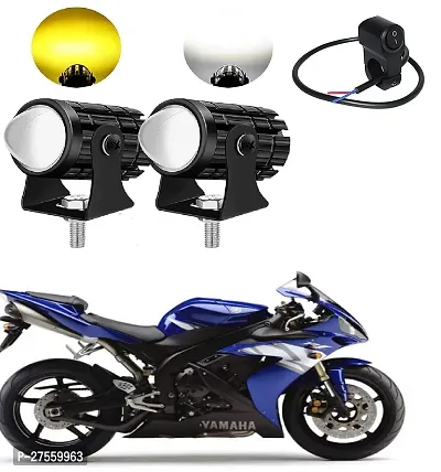 Mini Driving Fog Light Lamp Projector Lens Spotlight Led Motorcycle Headlight Dual Color Motorbike Lighting System (12 V, 36 W)  with 3way switch