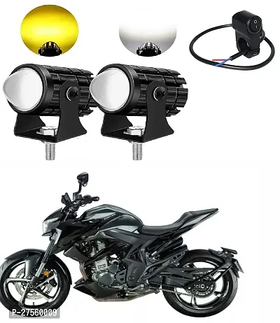 Mini Driving Fog Light Lamp Projector Lens Spotlight Led Motorcycle Headlight Dual Color Motorbike Lighting System (12 V, 36 W)  with 3way switch