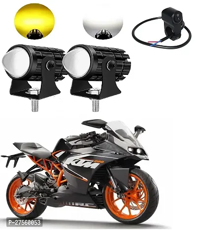 Mini Driving Fog Light Lamp Projector Lens Spotlight Led Motorcycle Headlight Dual Color Motorbike Lighting System (12 V, 36 W)  with 3way switch