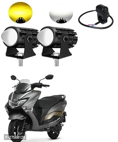 Mini Driving Fog Light Lamp Projector Lens Spotlight Led Motorcycle Headlight Dual Color Motorbike Lighting System (12 V, 36 W)  with 3way switch