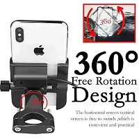 CNC Bike Mount Holder with USB Charger Navigation 360 Degree Rotation for All Smartphones Bicycle, Motorcycle, Scooty (Black)-thumb1