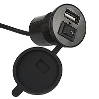 USB Mobile Charger for Bikes and Cars. (Fast Charging Output : 5V-1.5A) (Waterproof Silicon Cover with on/Off Switch) - Black-thumb1