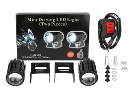 Bike Led Light High Power Motorcycle Fog Lamps Mini Driving Lights Mirror Spot Dual Color Projector Lens With Switch (White/Yellow) Set Of 2Pcs-thumb2