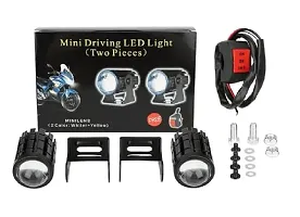 Bike Led Light High Power Motorcycle Fog Lamps Mini Driving Lights Mirror Spot Dual Color Projector Lens With Switch (White/Yellow) Set Of 2Pcs-thumb3