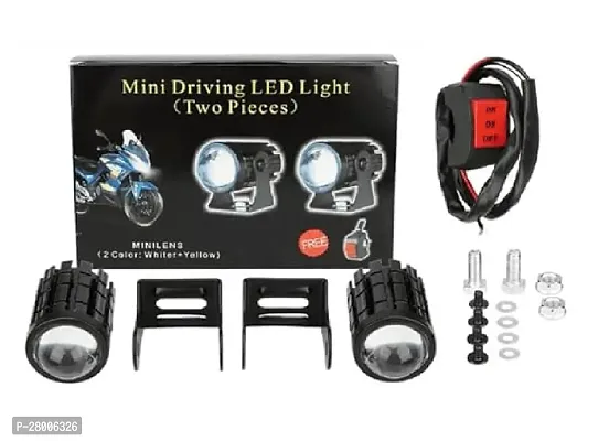 Bike Led Light High Power Motorcycle Fog Lamps Mini Driving Lights Mirror Spot Dual Color Projector Lens With Switch (White/Yellow) Set Of 2Pcs-thumb4