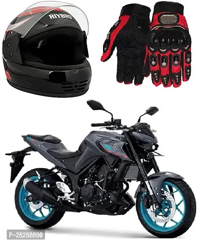 Modern Synthetic Leather Motorcycle Gloves And Helmet-thumb0