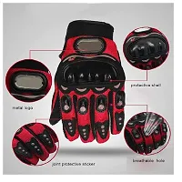 Probiker Synthetic Leather Motorcycle Gloves (red, Medium) with Riybro Full Face ISI Marked with Adjustable strap fro Men  Women Bike  Scooty Riding Motorbike Helmet-thumb2