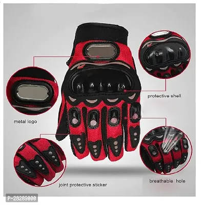 Probiker Synthetic Leather Motorcycle Gloves (red, Medium) with Riybro Full Face ISI Marked with Adjustable strap fro Men  Women Bike  Scooty Riding Motorbike Helmet-thumb3