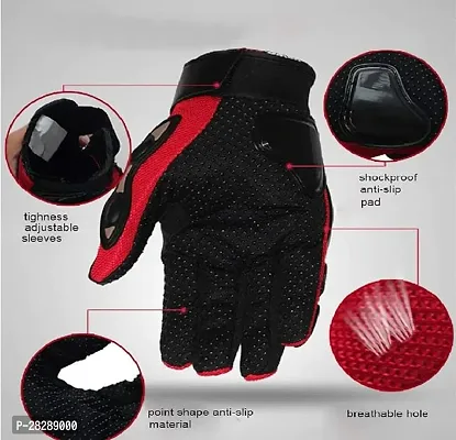 Probiker Synthetic Leather Motorcycle Gloves (red, Medium) with Riybro Full Face ISI Marked with Adjustable strap fro Men  Women Bike  Scooty Riding Motorbike Helmet-thumb2