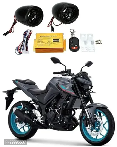 Motorcycle Led Audio Radio Bike Sound System Sd USB Mp3 12V Anti-Theft Alarm System Fm Handlebar Stereo Speaker Multifunction (Black)