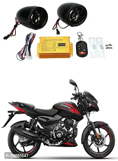 Motorcycle Led Audio Radio Bike Sound System Sd USB Mp3 12V Anti-Theft Alarm System Fm Handlebar Stereo Speaker Multifunction (Black)