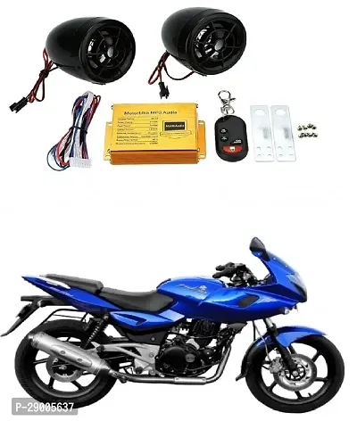 Motorcycle Led Audio Radio Bike Sound System Sd USB Mp3 12V Anti-Theft Alarm System Fm Handlebar Stereo Speaker Multifunction (Black)