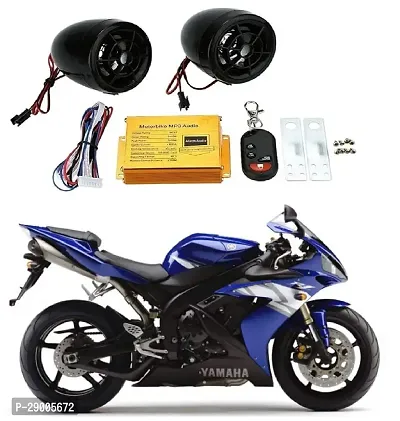 Motorcycle Led Audio Radio Bike Sound System Sd USB Mp3 12V Anti-Theft Alarm System Fm Handlebar Stereo Speaker Multifunction (Black)