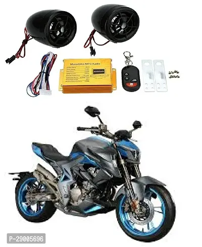 Motorcycle Led Audio Radio Bike Sound System Sd USB Mp3 12V Anti-Theft Alarm System Fm Handlebar Stereo Speaker Multifunction (Black)