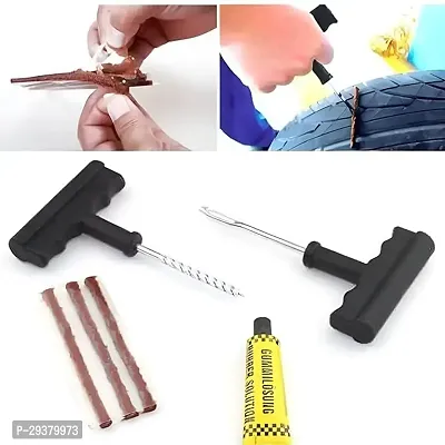 Puncture Repair Kit Tubeless Tyre Full Set, Rubber Cement and Extra Strips for Cars, Bikes-thumb2