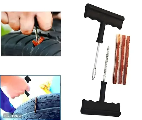 Puncture Repair Kit Tubeless Tyre Full Set, Rubber Cement and Extra Strips for Cars, Bikes-thumb5