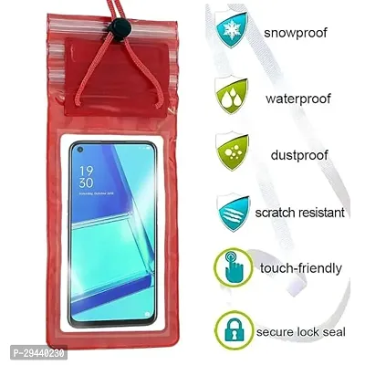 Mobile Phone PVC Waterproof Sealed Rain Protection Pouch Cover for 7 inches (Transparent) Pack of 1 with  Women's Solid Polyester Double Layer Long Ponchu Raincoat-thumb2