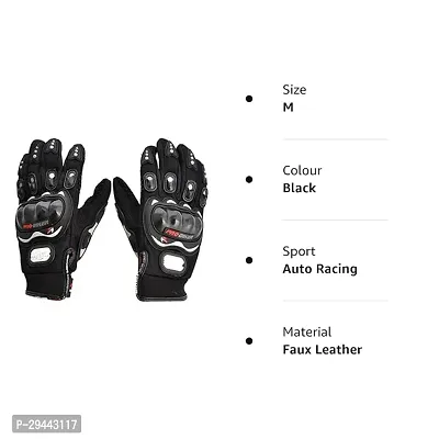 Probiker Leather Motorcycle Riding Gloves (black)-thumb3