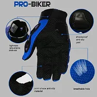 Probiker Leather Motorcycle Riding Gloves (blue) with Headband Head Wrap Bandana Headwear Face Mask magic scarf for men  women Set Of1-thumb1