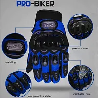 Probiker Leather Motorcycle Riding Gloves (blue) with Headband Head Wrap Bandana Headwear Face Mask magic scarf for men  women Set Of1-thumb2