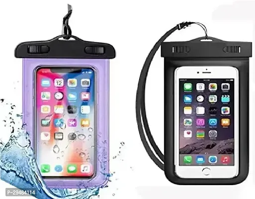 Mobile Phone PVC Waterproof Sealed Rain Protection Pouch Cover for 7 inches (multicolor) Pack of 2