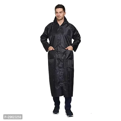 Unisex Waterproof Long Overcoat Rain Coat Black For Rainy Session Office/School Use for men and women - 1 Pcs-thumb0