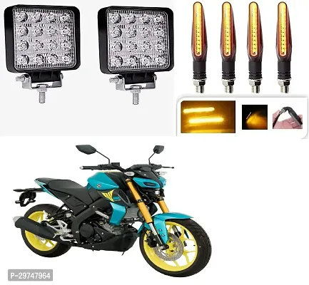 16 LED 12V DC Fog Light Head Lamp Lights  (Pack of 2) with KTM Style Indicators 9 Led (Amber, Pack Of 4)