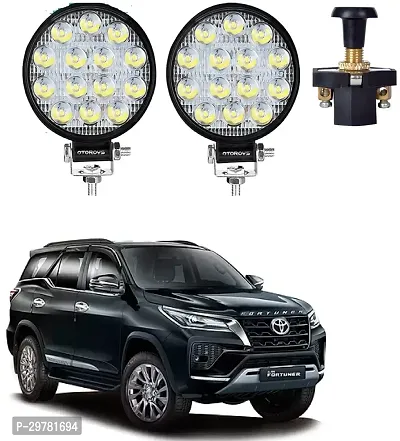 14 LED Round Fog Light 4 Inches Waterproof Off Road Driving Lamp (42W, White Light, With push Switch)-thumb0