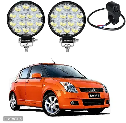 14 LED Round Fog Light 4 Inches Waterproof Off Road Driving Lamp for Car and Motorcycle with 3way switch (42W, White Light, 1 PC)-thumb0