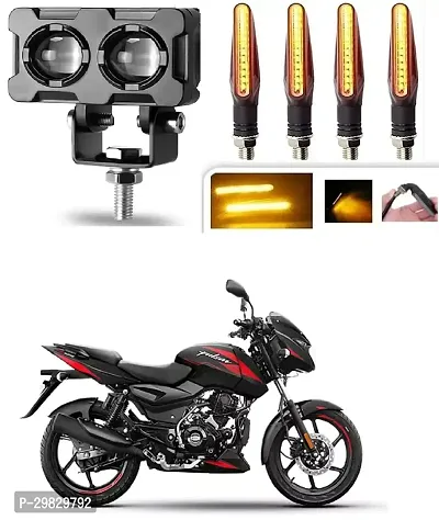 LED Driving Fog Lights Amber/Yellow White 40W Double Color Auxiliary Fog Lights(1pcs)with  KTM Style Indicators 9 Led High Bright Universal for All Bike-thumb0