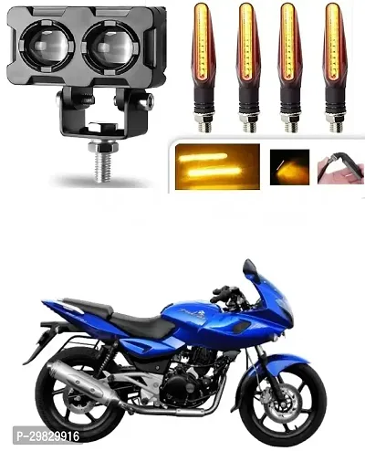 Motorcycle LED Driving Fog Lights Amber/Yellow White 40W Double Color Auxiliary Fog Lights(1pcs)with  KTM Style Indicators 9 Led