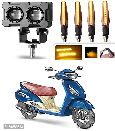 Motorcycle LED Driving Fog Lights Amber/Yellow White 40W Double Color Auxiliary Fog Lights(1pcs)with  KTM Style Indicators 9 Led