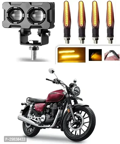 Motorcycle LED Driving Fog Lights Amber/Yellow White 40W Double Color Auxiliary Fog Lights(1pcs)with  KTM Style Indicators 9 Led