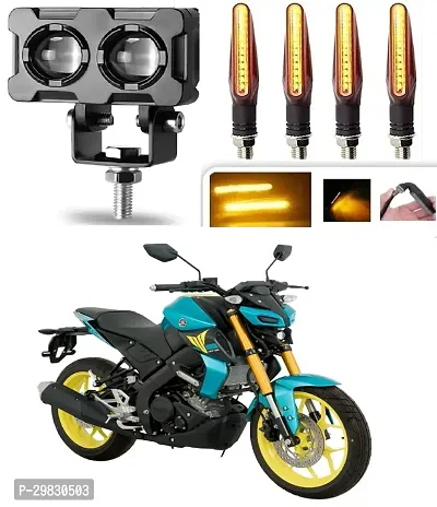 Motorcycle LED Driving Fog Lights Amber/Yellow White 40W Double Color Auxiliary Fog Lights(1pcs)with  KTM Style Indicators 9 Led