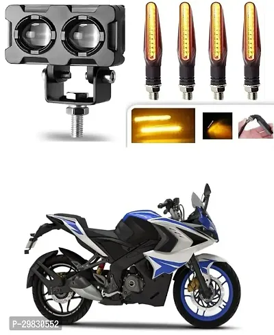 Motorcycle LED Driving Fog Lights Amber/Yellow White 40W Double Color Auxiliary Fog Lights(1pcs)with  KTM Style Indicators 9 Led