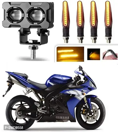 Motorcycle LED Driving Fog Lights Amber/Yellow White 40W Double Color Auxiliary Fog Lights(1pcs)with  KTM Style Indicators 9 Led-thumb0