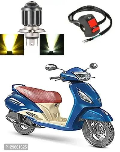 H4 Headlight Bulb with Lens 16W Dual Color H4 Led Lamp Compatible with Bike and Car White  Yellow with switch Pack of 1