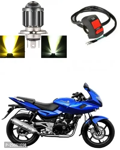 H4 Headlight Bulb with Lens 16W Dual Color H4 Led Lamp Compatible with Bike and Car White  Yellow with switch Pack of 1