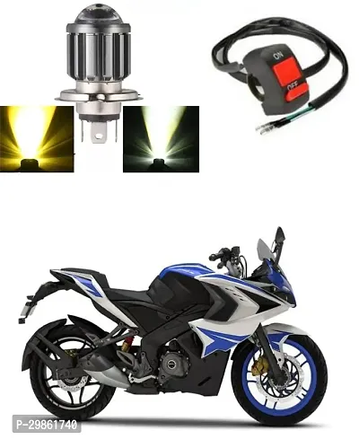 H4 Headlight Bulb with Lens 16W Dual Color H4 Led Lamp Compatible with Bike and Car White  Yellow with switch Pack of 1