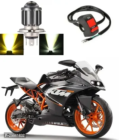 H4 Headlight Bulb with Lens 16W Dual Color H4 Led Lamp Compatible with Bike and Car White  Yellow with switch Pack of 1